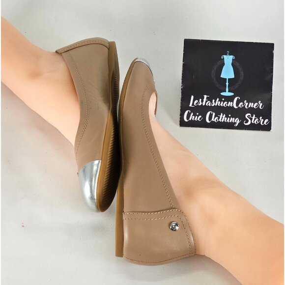 Coach Chelsea Women's Caramel Leather Ballet Flats With Silver Cap Toe Sz 8B 273 - Picture 13 of 16